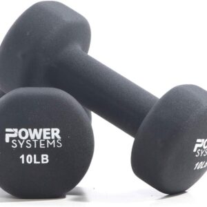 Power Systems Premium Neoprene Dumbbells – Non-Slip Grip and Squared Edges to Prevent Rolling
