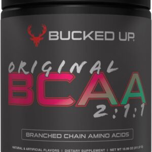 Bucked Up Original BCAA 2:1:1 Branched Chain Essential Amino Acids – Supplement Powder – | 100% Pure 2:1:1 Instantized Formula | Pre/Post Workout | 30 Servings | (Strawberry Mojito Flavor)