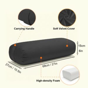 Yoga Bolster Pillow for Restorative & Yin Yoga – Meditation Pillow with Velvet Cover – Rectangular