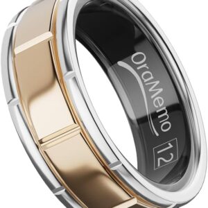 Smart Ring 1.0 for Men/Women, No Subsripition Fee, 7-8 Days Battery Life, HRV/Stress Monitoring/Sleep Track/Fitness for iOS and Android(Matte Gold & Silver, Size 12)