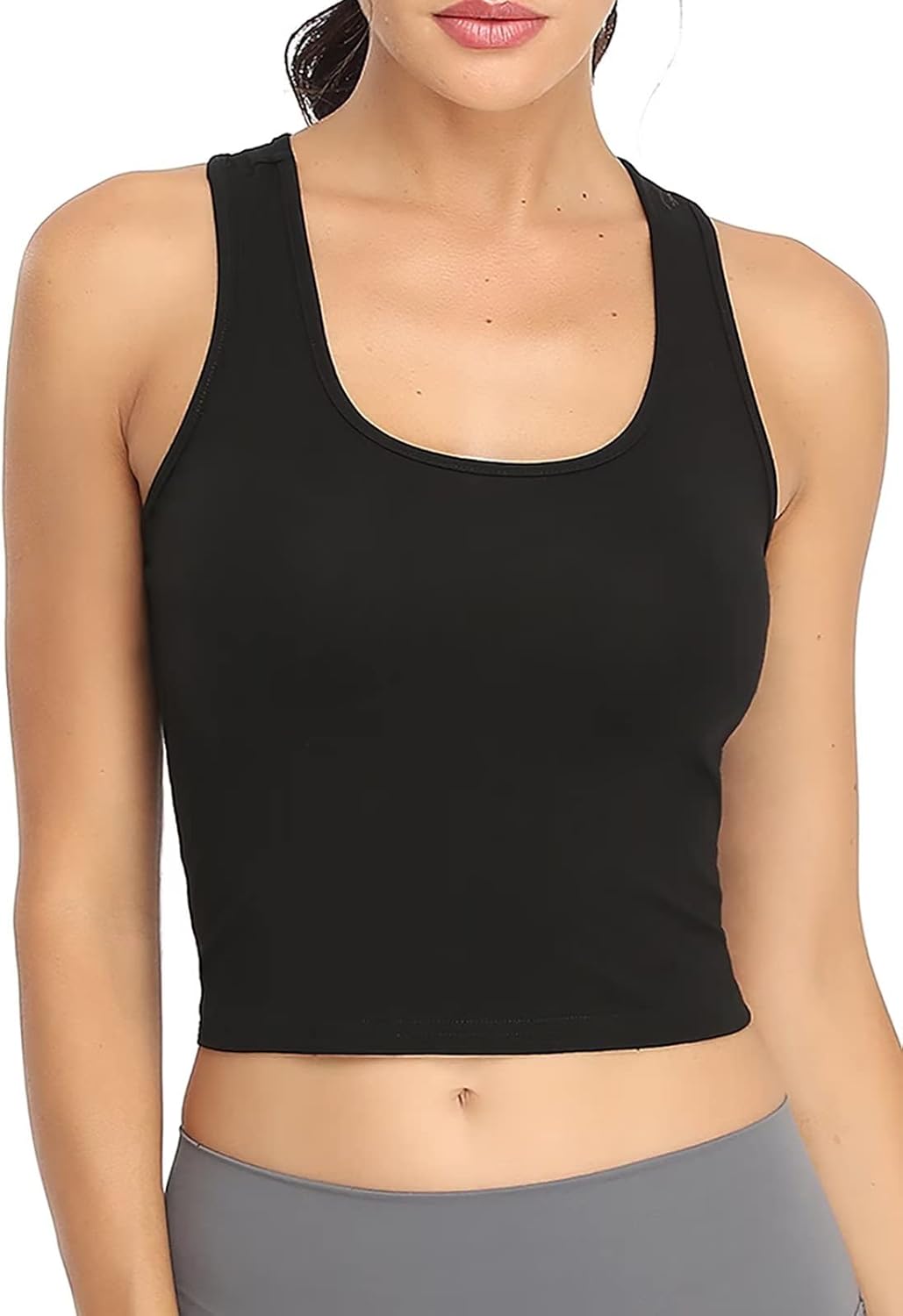 Porvike Sports Crop Tank Tops for Women Cropped Workout Tops Racerback Running Yoga Tanks Cotton Sleeveless Gym Shirts 3 Pack - Image 3