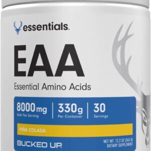 Bucked Up Essential Amino Acids – EAA Powder – Easy Mix, Non Clumping Formula – for Pre/Intra Workout – Pina Colada Flavor – 30 Servings – 11.6 oz