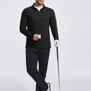 PINSPARK Men’s Quarter Zip Up Lightweight Pullover Mock Neck Sweatshirts Long Sleeve Golf shirts Performance Athletic Casual