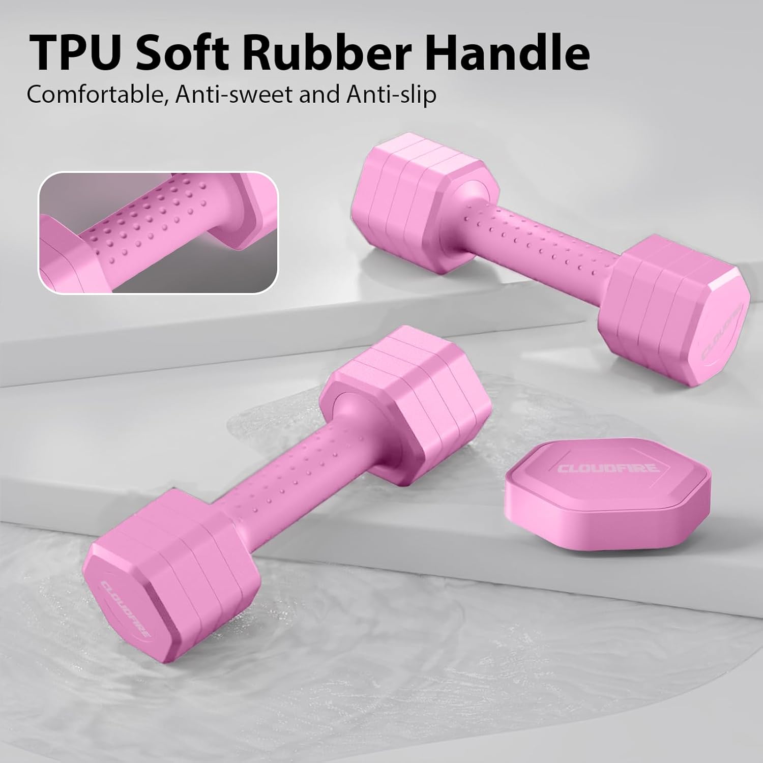 Adjustable Dumbbell Set of 2, 4 in 1 Free Weights Dumbbells Set, Hand Weights for Women at Home, 5 lb Dumbbells Set with Non-slip Comfort Handle for Home Gym Exercise Workout Training - Image 4