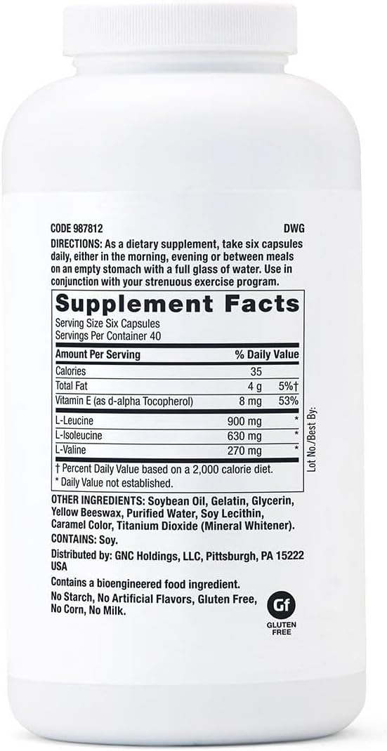 GNC Pro Performance BCAA 1.8g, 3rd Party Tested Supplement for Men & Women, Branched Chain Amino Acids, Essential Amino Acids Supports Muscle Protein Synthesis, 240 Softgels, 40 SVG - Image 2