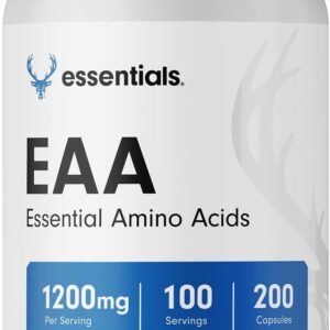 Bucked Up EAA Capsules – Essential Amino Acids Supplement | 1200mg Per Serving | On The Go | Gluten-Free, Non-GMO, Third-Party Tested | 100 Servings (200 Capsules)