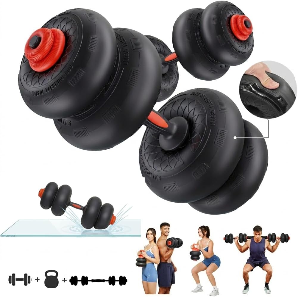 Yoleo Adjustable Dumbbell Set, Free Weight Set with Silent Anti-Collision Air Cushion with Connector, 5-in-1 Dumbbells Set Includes Barbell, Kettlebells, Push up Stand, Weight Plate, Exercise & Fitness Dumbbells Weight Set for Home Gym Suitable Men/Women - Image 9