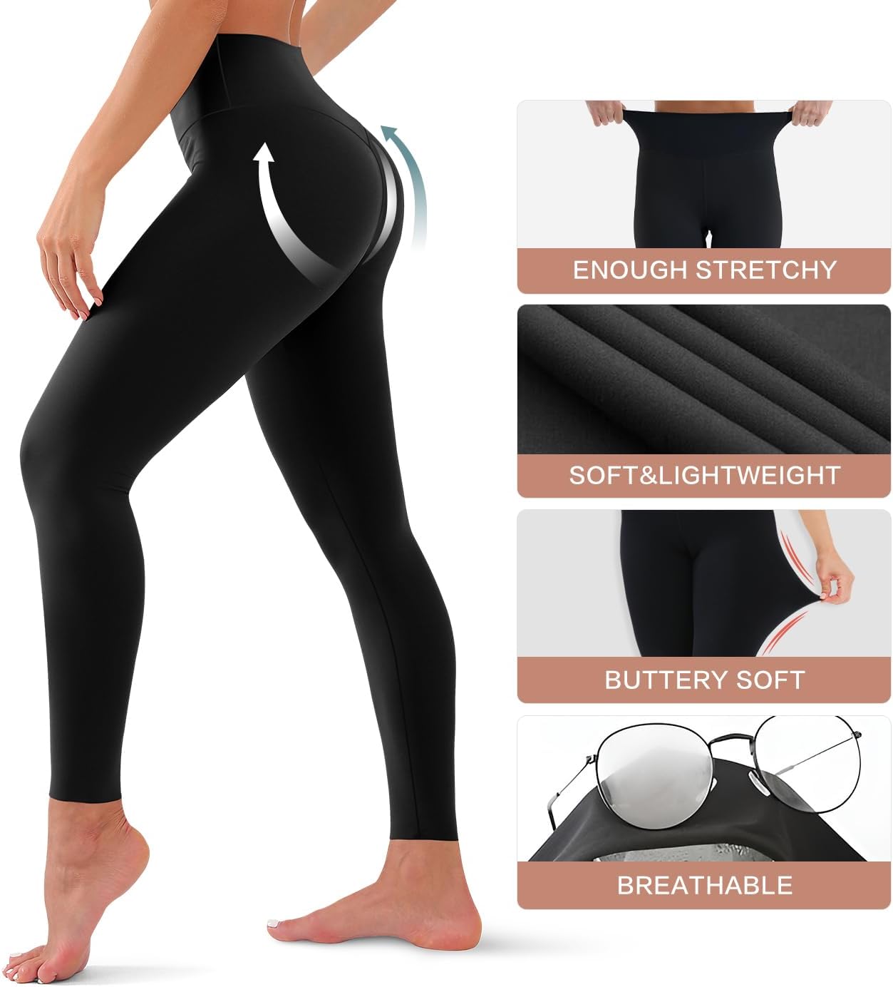 CHARMKING High Waisted Leggings for Women Soft Tummy Control Pants Non See Through Workout Yoga Pants for Running Plus Size - Image 5
