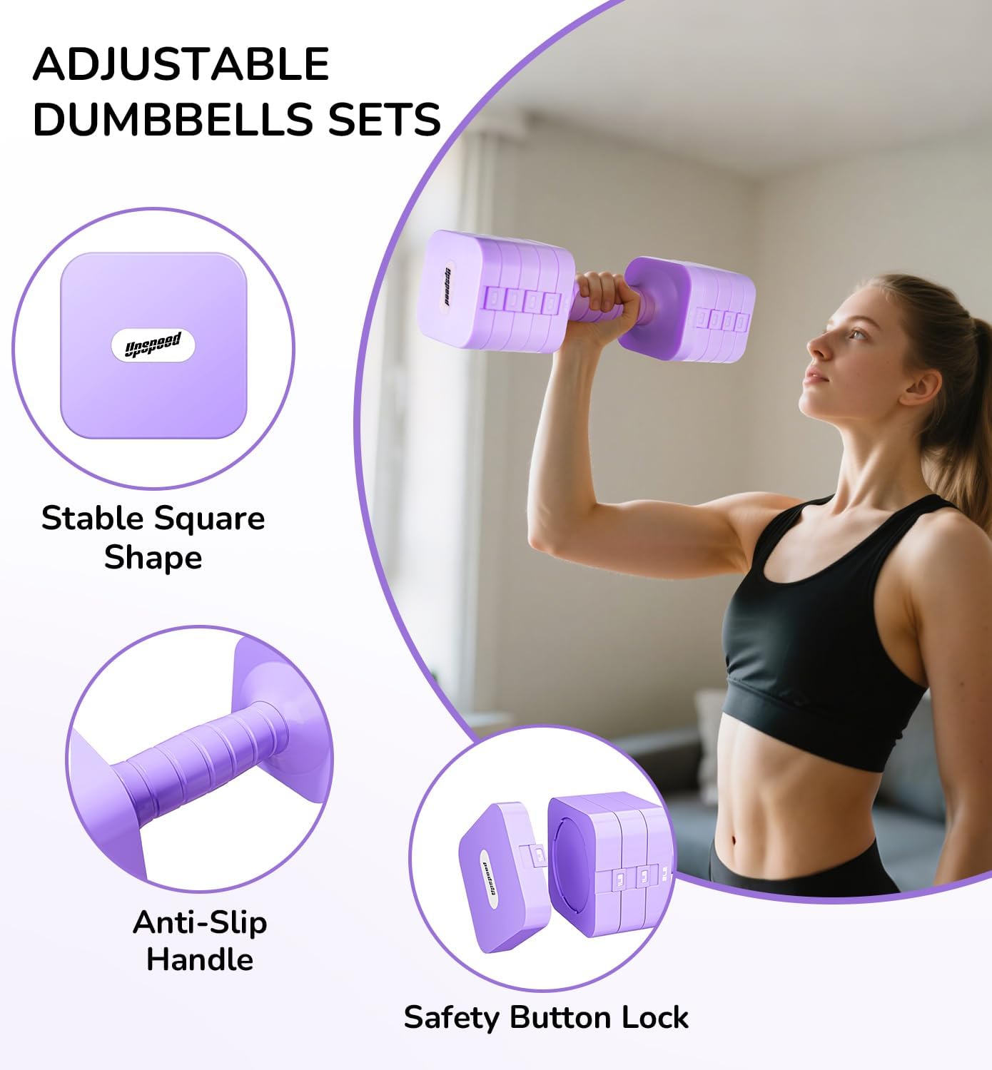 16LBS/20LBS Dumbbells Sets Adjustable Dumbbell Set Hand Weights for Women Men Free Weights Dumbbells Set Exercise Fitness dumbbell sets of 2 for Home Gym Workout Strength Training Equipments - Image 5