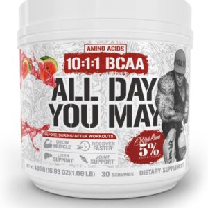 5% Nutrition Rich Piana AllDayYouMay BCAA Powder | Premium Intra & Post Workout Amino Acids, EAA, Electrolytes | Hydration, Endurance, Recovery | Vegan & Keto | 16.9 oz, 30 Srvgs (Watermelon)