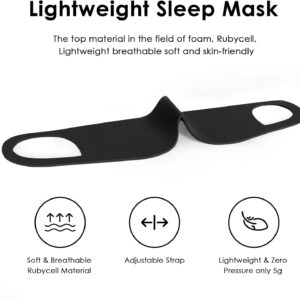 FRESHME Zero Pressure Sleep Mask – Lightweight Breathable Blockout Eye Mask for Sleeping with Ear Hanging Elastic Strap for All Sleep Positions Men Women Soft and Comfortable Black Eye Blinder Travel