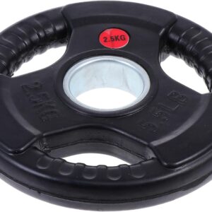 Barbell Weight Plates 2.5kg Iron Dumbbell Plates with Rubber Coating Three-hole Design for Strength Training and Weightlifting Equipment