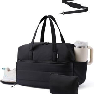 LOVEVOOK Small Gym Bag for Women with Large Tumbler Holder Pocket, Carry on Weekender Travel Duffel Bag with Shoe Compartment, Overnight Mini Personal Bag with pouch for Workout Sport Dance Yoga