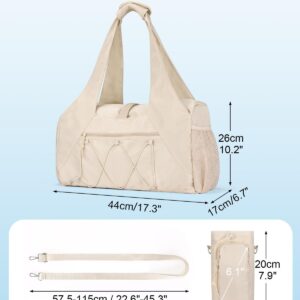 20L Small Gym Duffel Bag with Water Bottle Holder for Women, Lightweight Sports Duffel Bag with Shoe Compartment for Yoga, White