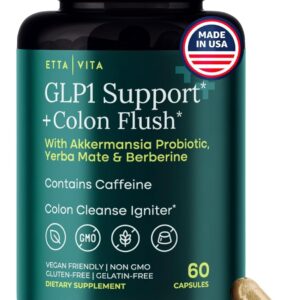 Colon Cleanse + GLP-1 Supplement Weight Loss & Energy – Appetite Suppressant & Fat Burner for women and men with Berberine, Yerba Mate, Psyllium Husk, Senna Leaf, Lemon, Black Garlic – Digestive Broom