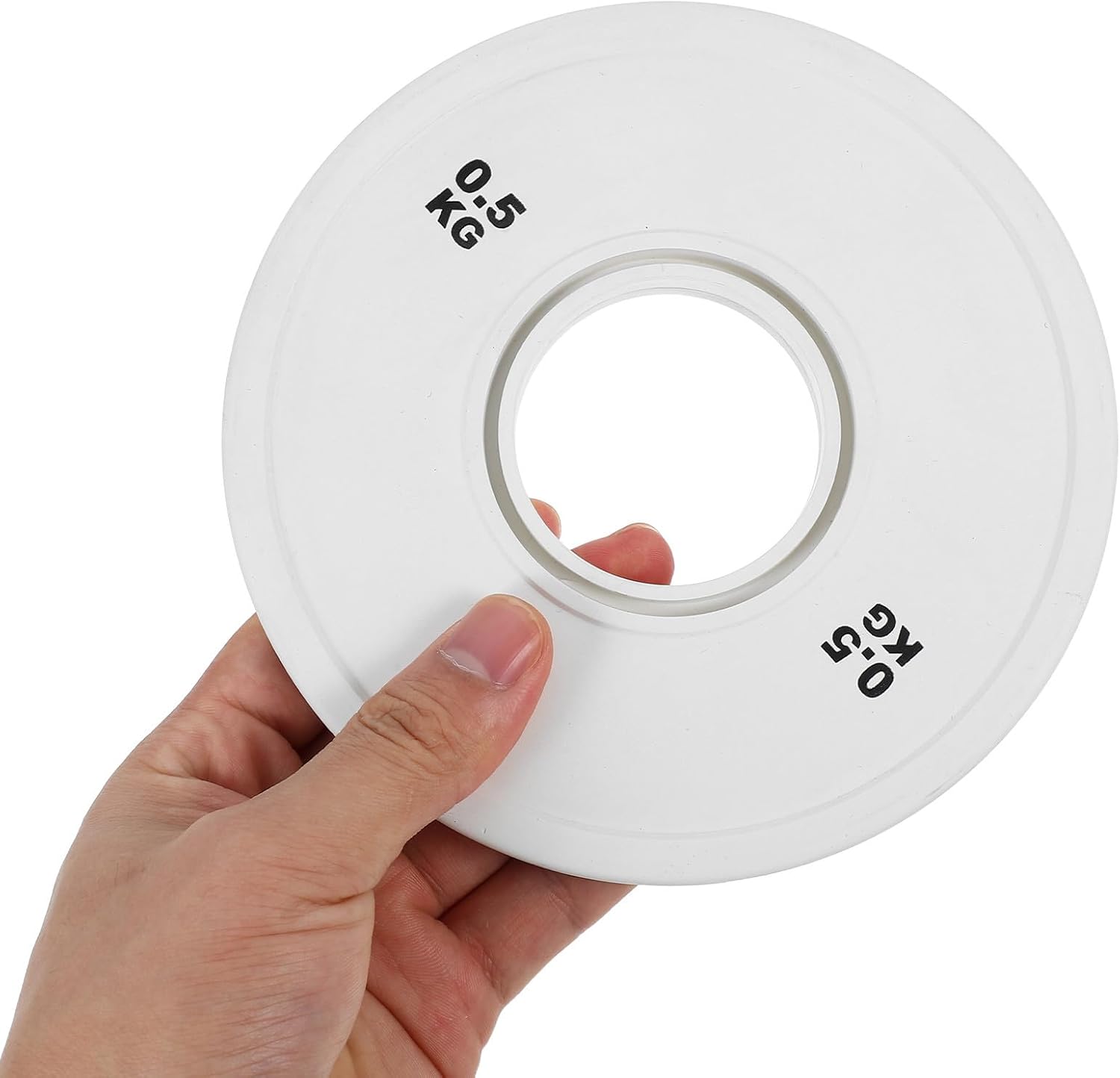 BESPORTBLE 5kg White Dumbbell Weight Plate Large Hole Rubber Coated Fractional Weight for Home Gym Strength Training and Barbell Workouts - Image 4