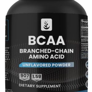 PURE ORIGINAL INGREDIENTS 2:1 BCAA Powder, 3 lbs, Branched-Chain Amino Acids, Unflavored, 907 Servings, Always Pure, No Additives or Fillers