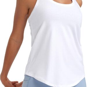 CRZ YOGA Pima Cotton Racerback Tank Tops for Women – Workout Athletic Casual Soft Scoop Neck Sleeveless Shirts