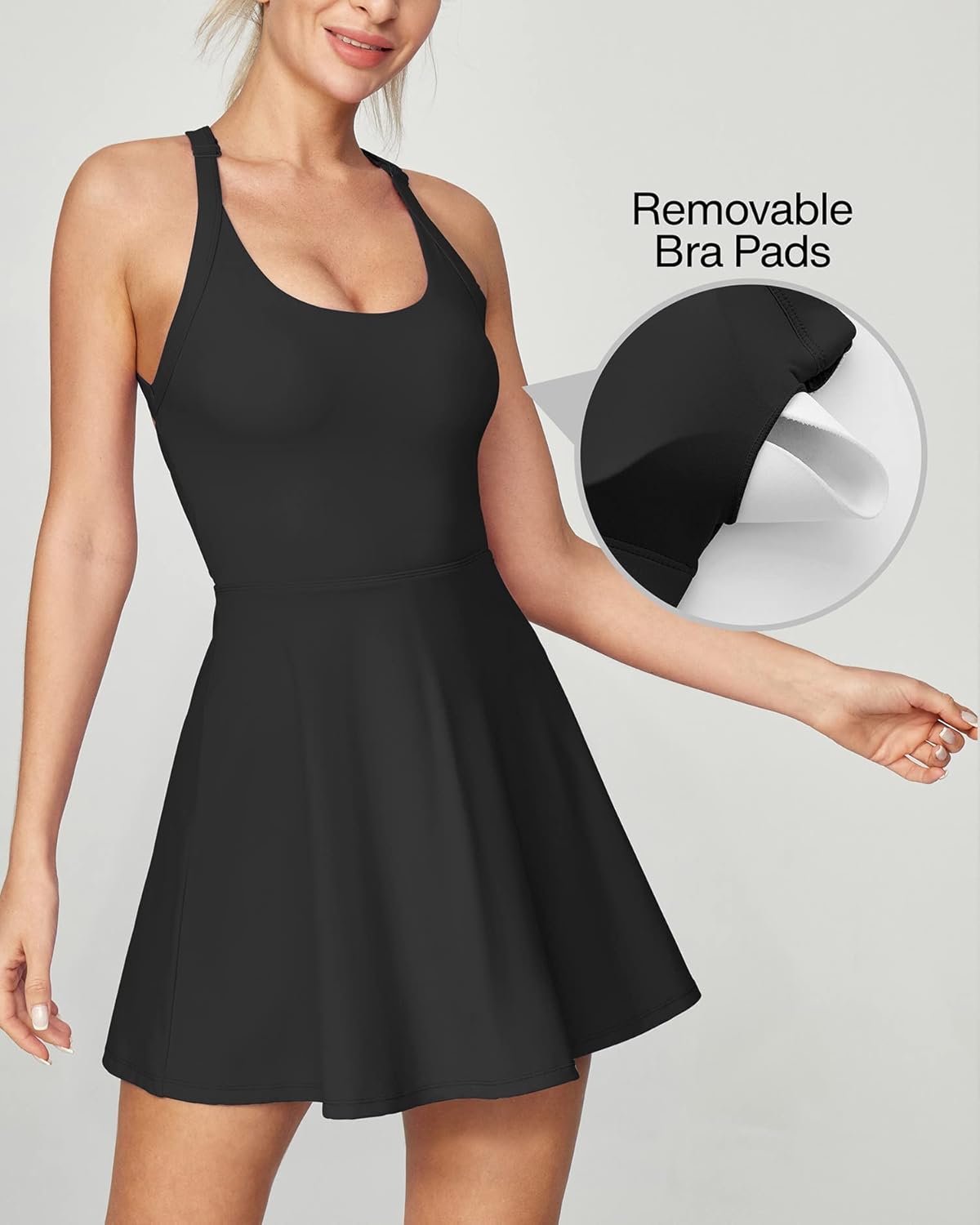 Heathyoga Tennis Dress with Built in Shorts and Bra Athletic Dress for Women Summer Cut Out Twisted Golf Workout Dress - Image 4