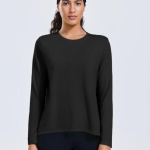 PINSPARK Workout Tops for Women Long Sleeve Athletic Shirt Soft Loose Fit Exercise Shirt with Back Pleated Pilates Yoga Tops