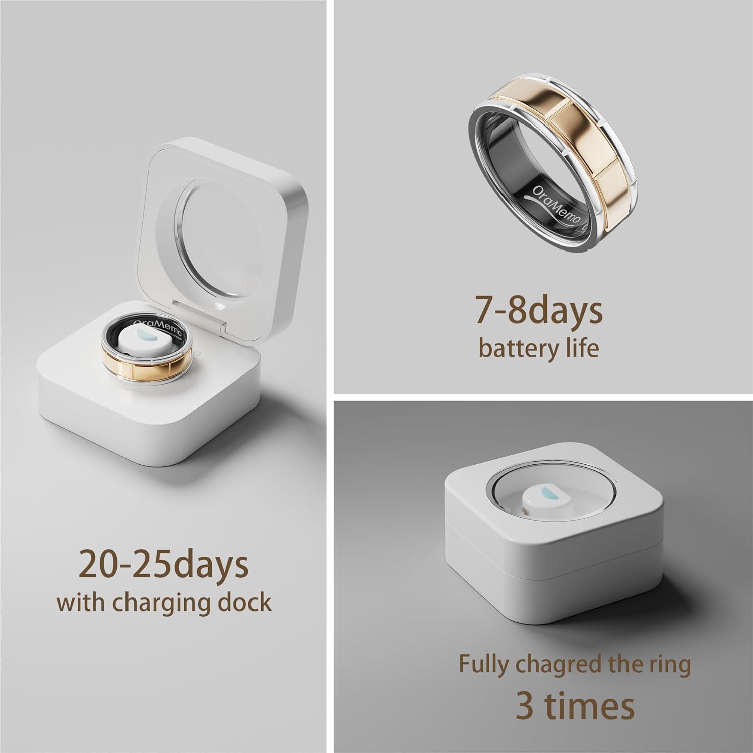 Smart Ring 1.0 for Men/Women, No Subsripition Fee, 7-8 Days Battery Life, HRV/Stress Monitoring/Sleep Track/Fitness for iOS and Android(Matte Gold & Silver, Size 12) - Image 6