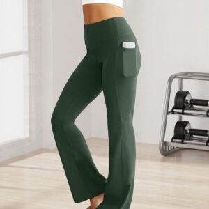 Flare Leggings for Women High Waist Yoga Pants with Pockets Tummy Control Workout Gym Bootcut Leggings