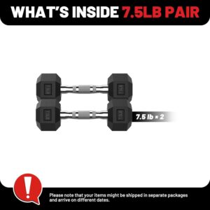 PAPABABE HEX Dumbbell Set 2.5-125lb, Rubber Encased Home Gym Dumbbells, Exercise & Fitness Weights Dumbbells for Women & Men, Hand Weight for Strength Training