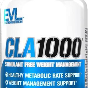 Evlution Conjugated Linoleic Acid CLA Supplement Nutrition Lean Muscle Mass Builder & Fat Burner for Men and Women – Stimulant-Free Safflower Based CLA 1000mg Blend Per Serving (90 Servings)