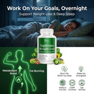 Nighttime Fat Burner Supplements – Appetite Suppressants for Weight Loss – Women & Men, Sleep & Relaxation – Metabolism Booster Weight Loss Pills 30