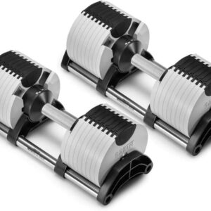 SMRTFT NUOBELL Adjustable Dumbbells 5–100 lb Set | Original NUOBELL | 26 Weights in 1 for Home Gym Strength Training | Steel-Knurled Handle | Space-Saving Dumbbell Set of 2 | 2-Year Warranty