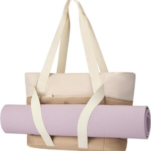 Axcone Women’s Yoga Tote Bag with Luggage Sleeve & Mat Straps – Gym Work Bag for Office, Commute, Sports,Travel