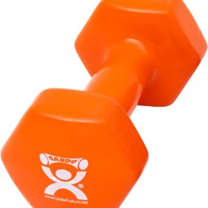 CanDo Vinyl Coated Dumbbell Orange 10 lb Single 1pc Handheld Weight for Muscle Training and Workouts, Color Coded Anti-Roll Home Gym Equipment, Beginner and Pro…