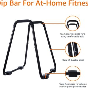 Amazon Basics Strength Training Dip Station for Home Gym, Portable Tricep Dips Bar, Black