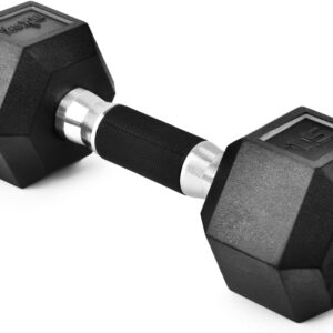 Yes4All Rubber Grip Encased Hex Dumbbell – Hand Weights With Anti-Slip 5-50 LBS Single