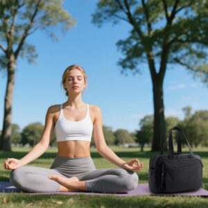 mini gym bag for women, travel duffel bag with wet pockets and Shoe Compartment,Lightweight carry on weekender duffel, water resistant,for sports,yoga,dance,black