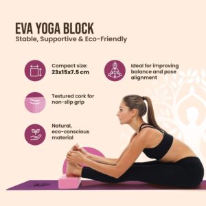 Live Well Starter Kit for Beginners – 2 EVA Foam Yoga Blocks (3x6x9 in) + 8ft Pink Yoga Strap with Loops – Yoga Accessories for Stretching, Balance, Alignment & Flexibility