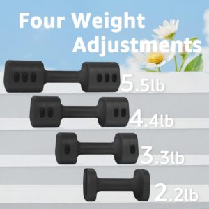 Adjustable Dumbbell Set of 2, Adjustable Weight set, Anti-slip Handle, 4 in 1 Free Weights Dumbbells Set for women at home, 2.2lb, 3.3lb, 4.4lb, 5.5lb, for Home, Office, Gym Exercise Training