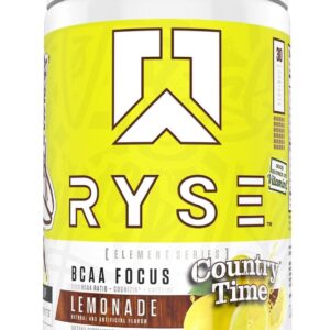 RYSE BCAA Focus Powder – Country Time Lemonade – BCAA Supplement with Electrolytes, Natural Caffeine & Cognizin Supports for Hydration, Recovery, Energy, and Focus for Men & Women – 30 Servings