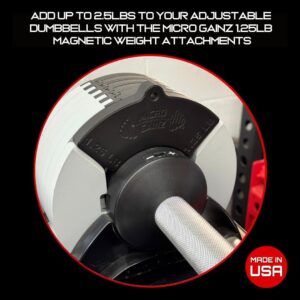 Micro Gainz 1.25LB Magnetic Weight Attachment for Nuobell Style Adjustable Dumbbells, Choose 2 or 4 Piece Magnetic Weight Plates, Ideal for Micro Loading Dumbbells, Made in USA