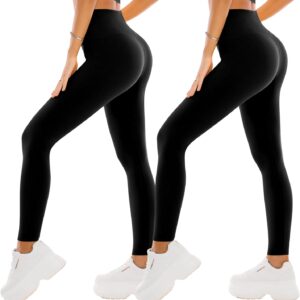SINOPHANT High Waisted Leggings for Women – 2 Packs Buttery Soft Yoga Pants for Workout Athletic