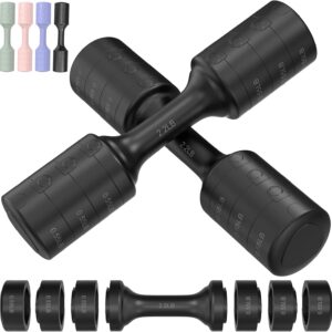Adjustable Dumbbell Set of 2, 11Lb/Pair Weights Dumbbells for Women, Each 2.2lb, 3.3lb, 4.4lb, 5.5lb Hand Weights Set for Home Gym Fitness Training