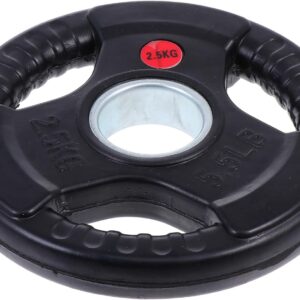 Veemoon Rubber Coated Cast Iron Dumbbell and Barbell Plates 2.5kg Weight Plates with Three Holes for Home Strength Training and Weightlifting