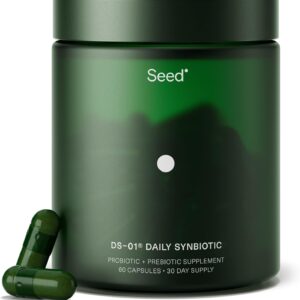 Seed DS-01 Daily Synbiotic – Prebiotic and Probiotic for Women & Men – Digestive Health, Gut Health, Immune Support, Bloating & Constipation Relief – Vegan & Shelf-Stable – 60 Capsules (30-Day Supply)