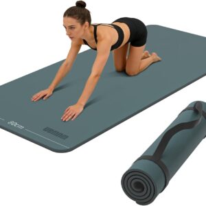 Wide Yoga Mat-80cm Non Slip Extra Thick 1/3” Fitness Exercise Mat TPE Material High Resiliency Hot Yoga Mats(72“L x 32″W) With Carry Strap for Women Yoga Pilates, Home Floor Workout