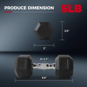 RitFit 5-780LBS Rubber Coated Hex Dumbbell Weight Set with Rack for Home Gym, Strength Training, Workouts