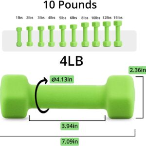 Portzon Weights Dumbbells 10 Colors Options Compatible Fitness Neoprene Dumbbell Weight Pairs with Anti-Roll Square Head Hand Weights, Exercise Free Weights for Home Gym