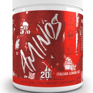 5% Nutrition Code Red Aminos BCAA & EAA Post Workout Recovery Powder | Full Spectrum Essential Amino Acid Complex for Men & Women (Italian Lemon Ice)