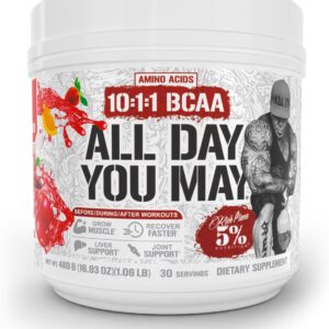5% Nutrition Rich Piana AllDayYouMay BCAA Powder Premium Intra & Post Workout Amino Acids, Hydration, Endurance, Muscle Recovery, Joint & Liver Support | 16.93 oz, 30 Servings (Fruit Punch)