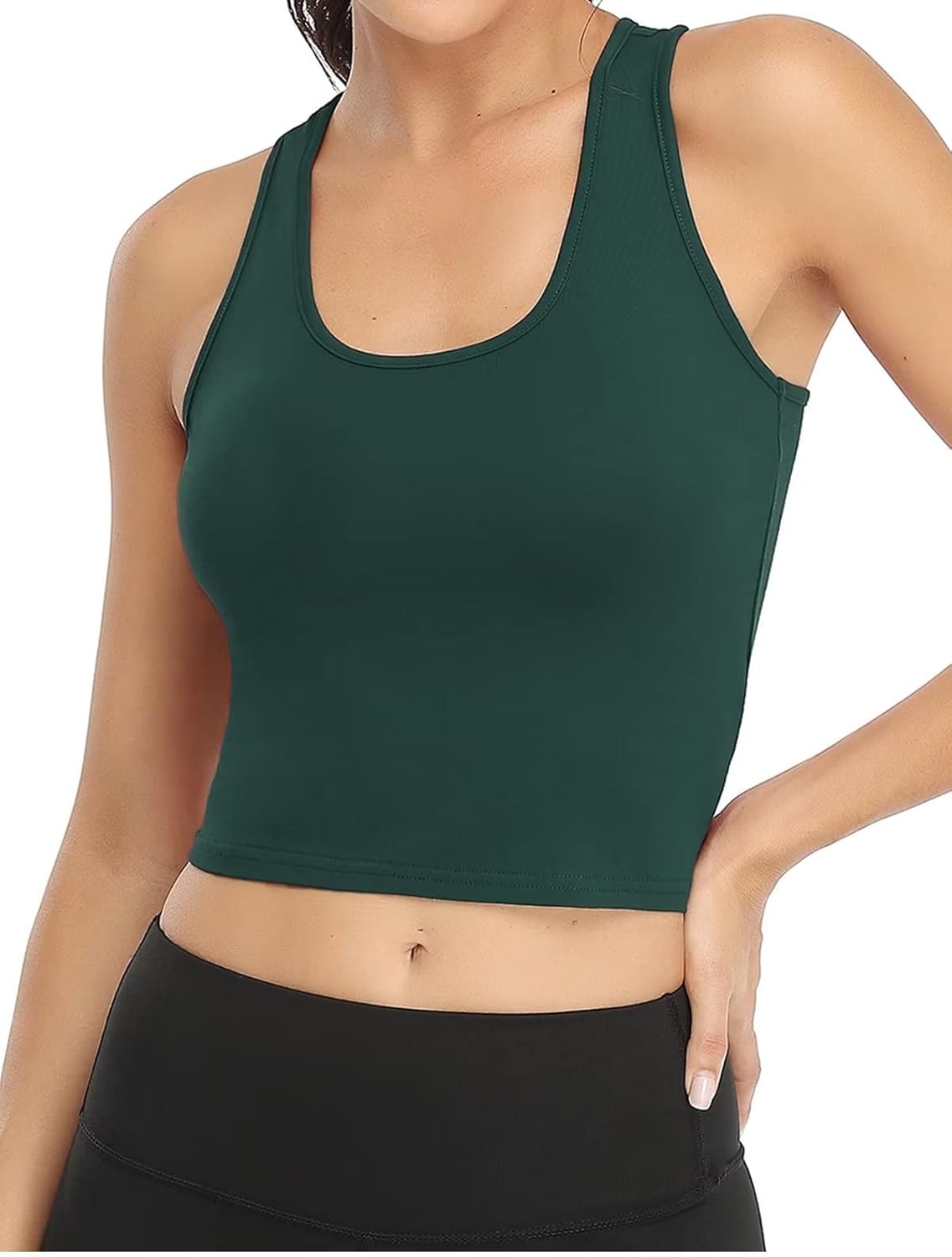 Porvike Sports Crop Tank Tops for Women Cropped Workout Tops Racerback Running Yoga Tanks Cotton Sleeveless Gym Shirts 3 Pack - Image 2