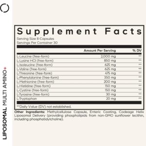 Codeage Multi Amino+ BCAA & EAA Supplement, All 9 Essential Amino Acids, Free-Form Branched-Chain Amino Acid Pills, Sport Supplement, Pre & Post Workout, Liposomal Delivery, Vegan, 240 Capsules